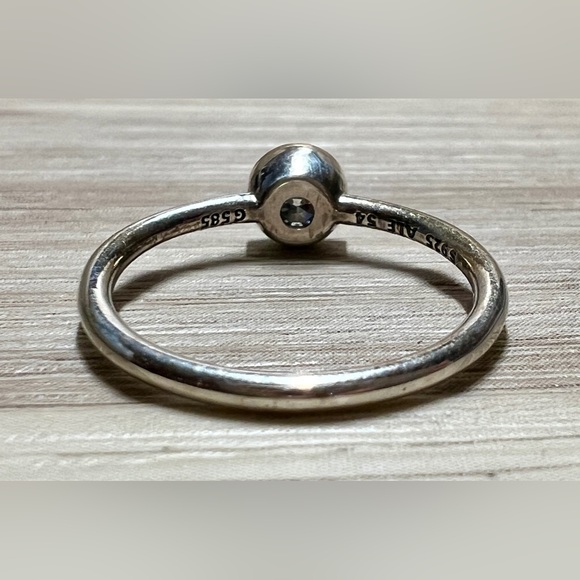 Designer Pandora Sterling Silver & 14k Gold Set Cubic Zirconia Ring, Size 6.5 - Picture 5 of 12